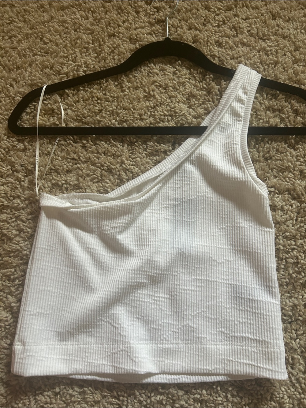 Simons White One-Shoulder Ribbed Tank